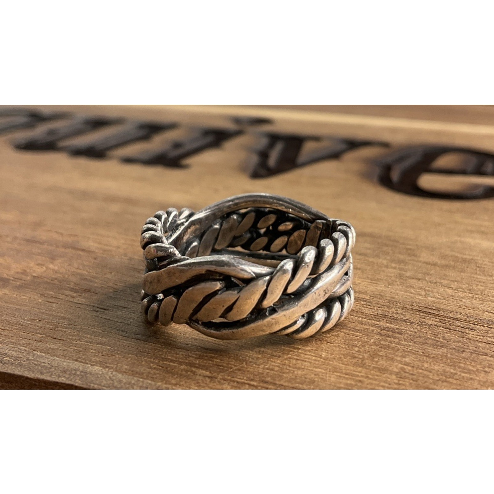 Sterling Silver Braided Wrap Ring Size 7.5 Rope Twist Crossover Statement 925